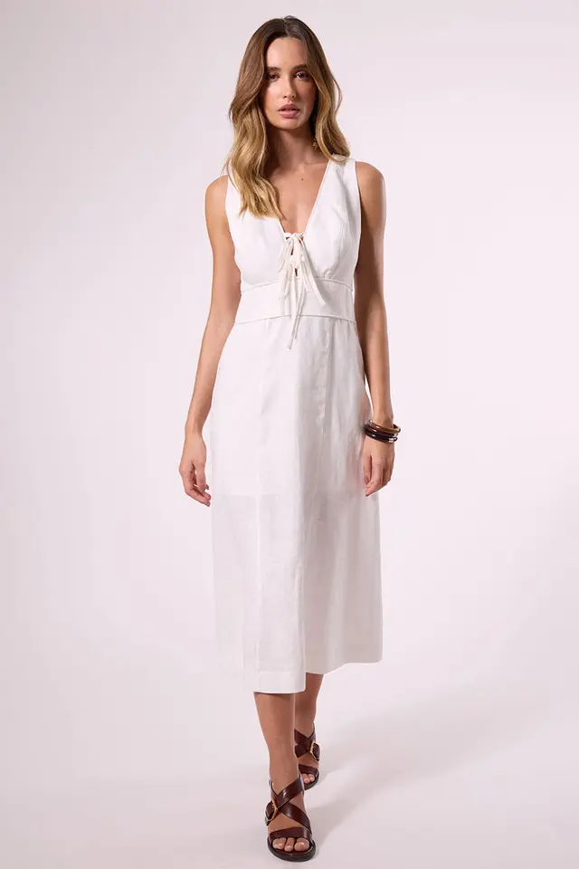 Vestido Midi 100% Linho Maya